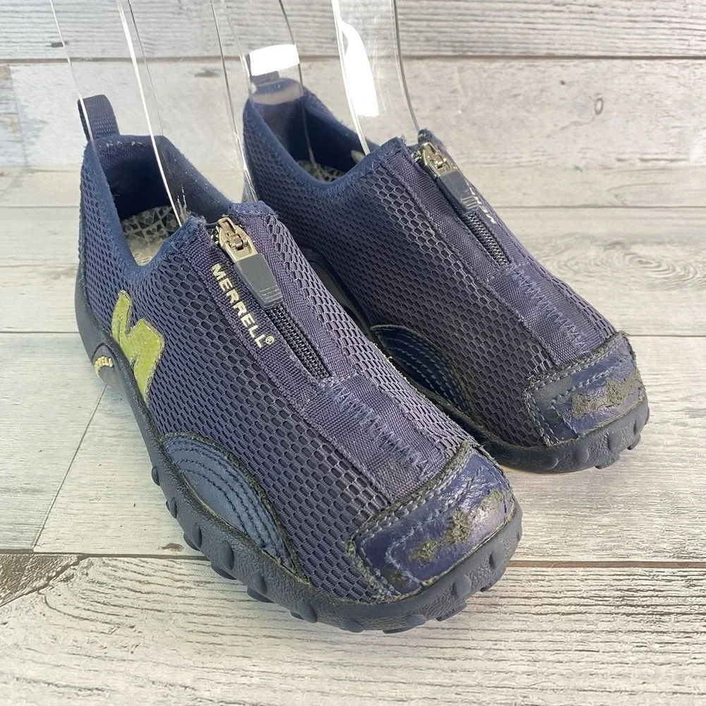 MERRELL Barrado Breeze Shoes Youth 13 Navy Blue Zip Up Play Performance Footwear